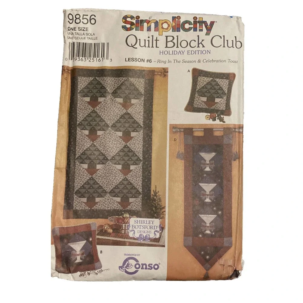 Simplicity 9856 Quilt‎ Block Club Holiday Edition Uncut New Sewing Pattern.